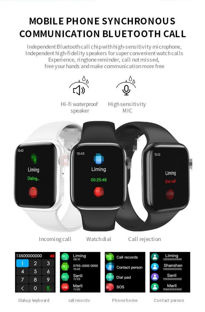ECG Heart Rate Monitor W88 Smartwatch with Music and Bluetooth Call for Android & iPhone
