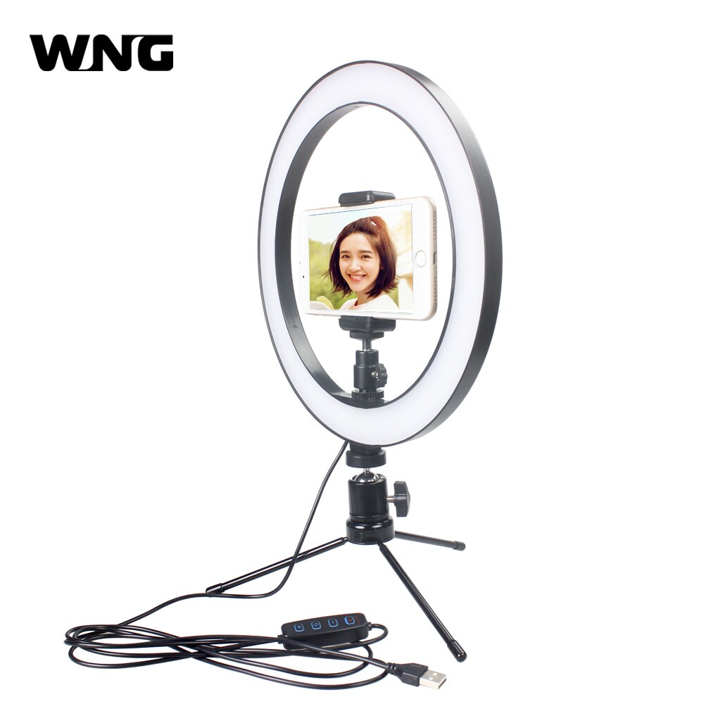 26cm 10 inch Dimmable LED Ring Light Video Light with Clip Selfie Stick Tabletop Tripod for Youtube Photo Shooting Live TikTok