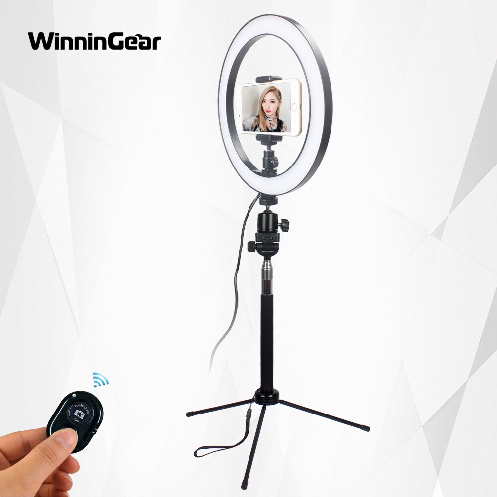 26cm 10inch Dimmable LED Ring Light Selfie Ring Lamp with Phone Clip Selfie Stick Tripod for YouTube Photo Shooting Live TikTok