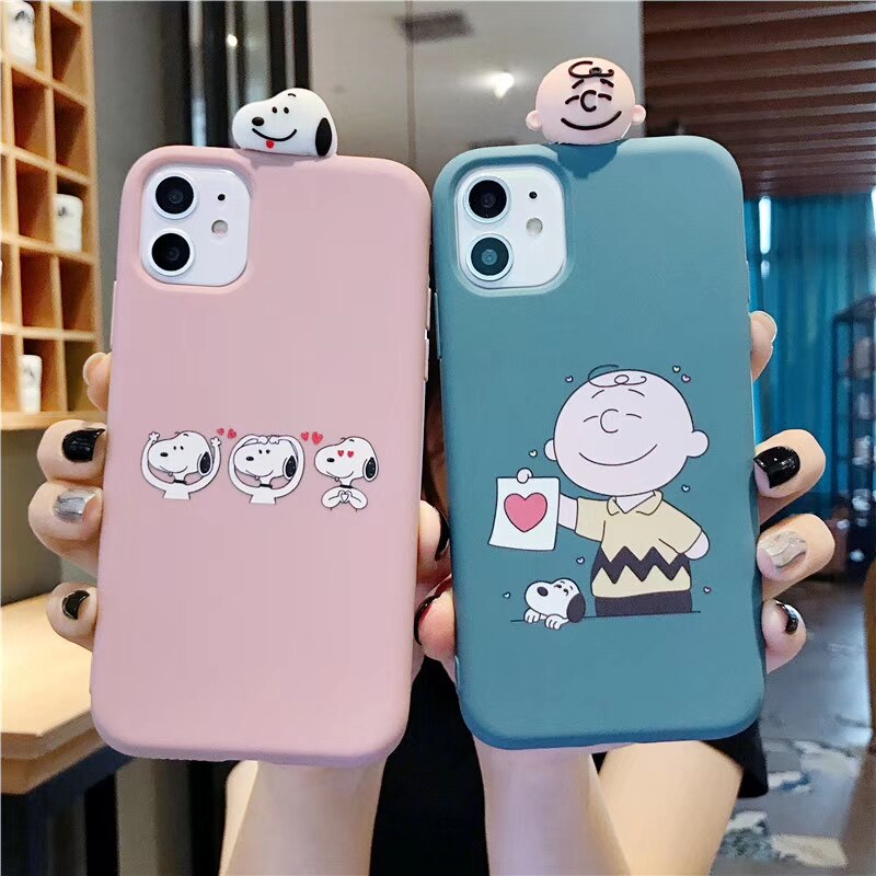 Cute 3D Charlie Brown dog phone Case for iPhone X XR XS Max 11 6 6s 7 8 plus 11pro case Love heart soft silicone back cover capa