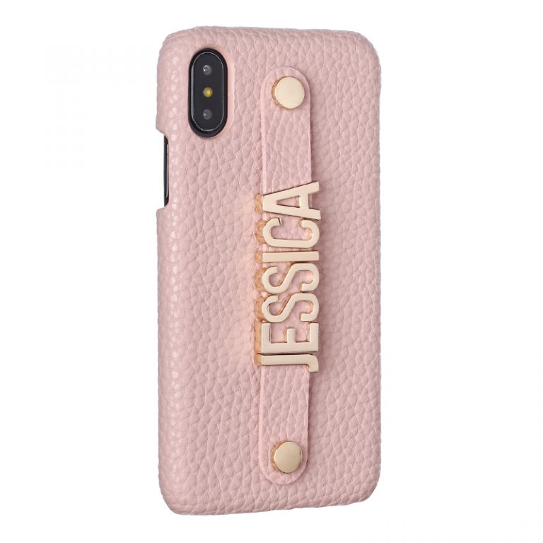Holding Strap Metal Personalization Your Name Pebble Grain Leather Phone Case For iPhone 11 Pro 6S XS Max XR 7 7Plus 8 8Plus X 2 Personalization Your Name Pebble Grain Leather Phone Case For iPhone 11