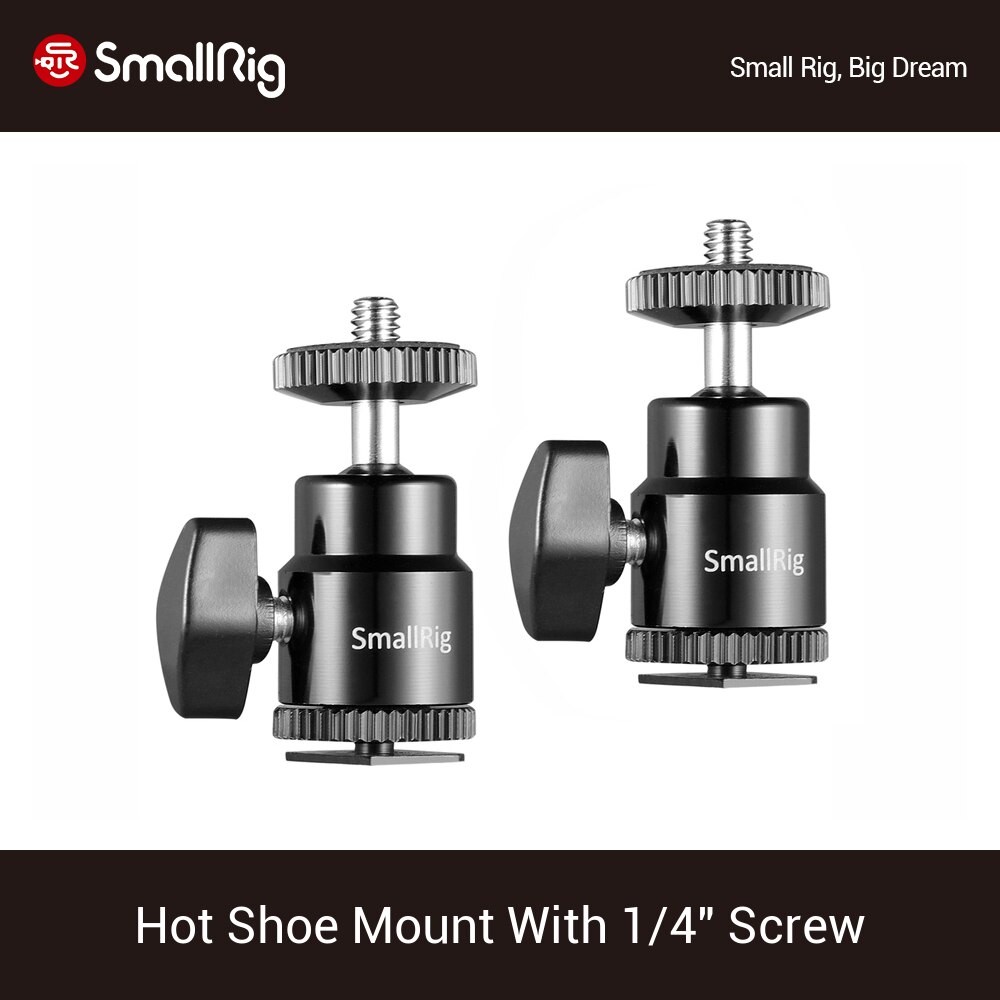 SmallRig 1/4" Camera Hot shoe Mount with Additional 1/4" Screw (2pcs Pack) For Universal Dslr Camera Cage /Monitor/Lcd - 2059