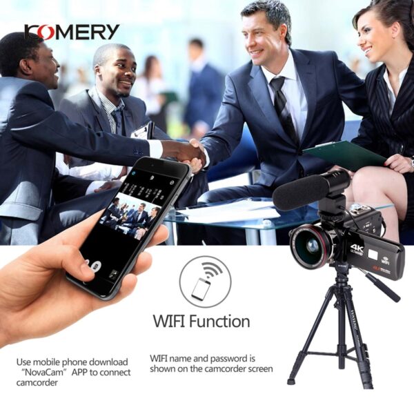 KOMERY 4K Camcorder Video Camera Wifi Night Vision