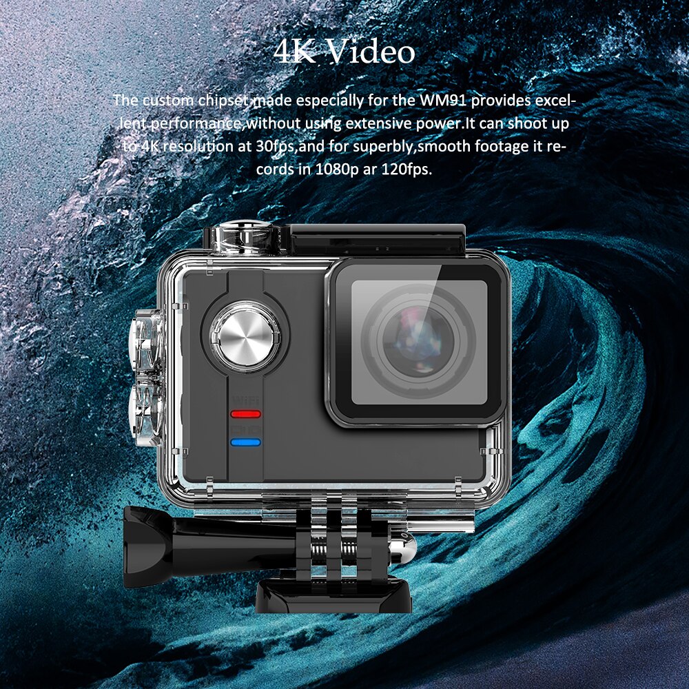 Action Camera SO91 Sports Action Video Camera HD 4K 12MP Action Camera 60M Waterproof WIFI Bluetooth Helmet Video Cam
