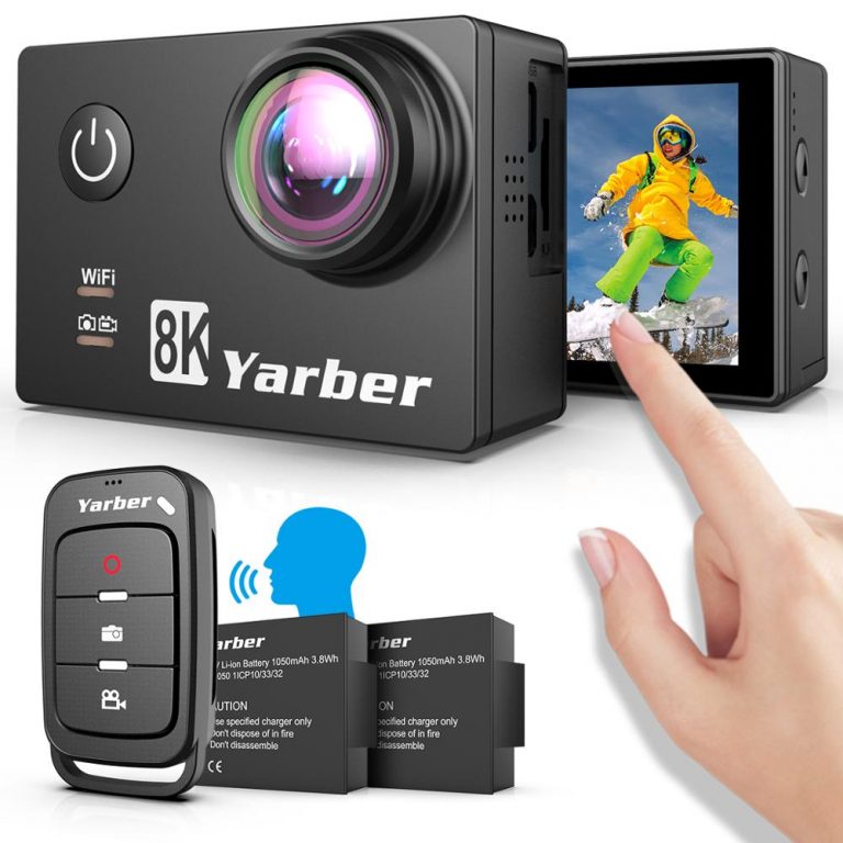 Yarber 8K Action Sports Camera WIFI 4K 60fps Bicycle Helmet Action Cameras 40M Waterproof Diving Video Dash Cam with Remote APP Yarber 8K Action Camera capturing stunning video outdoors, perfect for cycling, diving, and extreme sports.