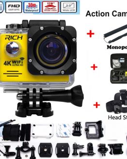 HD Action Camera wifi for rich Extreme Sports camera Video 1080P 30m Waterproof sports camrea Extra head strap+bag+Monopod