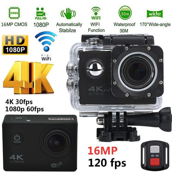 Guzcadun Sports Action Camera Video WIFI Ultra HD Underwater Diving 1080P Camera 4K DVR Waterproof Helmet bicycle Cam