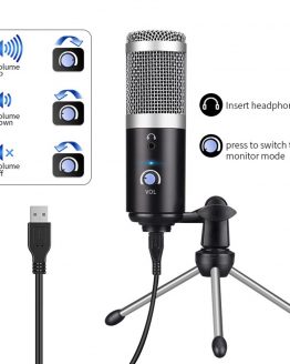 Professional USB Recording Tiktok Condenser Microphone with Tripod for Computer Wire Mic YouTube Skype Studio Live Broadcasting