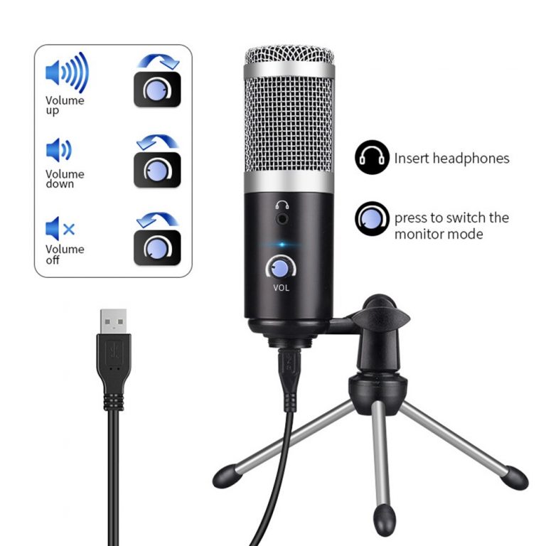 Professional USB Recording Tiktok Condenser Microphone with Tripod for Computer Wire Mic YouTube Skype Studio Live Broadcasting A compact, professional USB condenser microphone kit with shock-proof frame and tripod bracket, perfect for home or on-the-go recording. π€