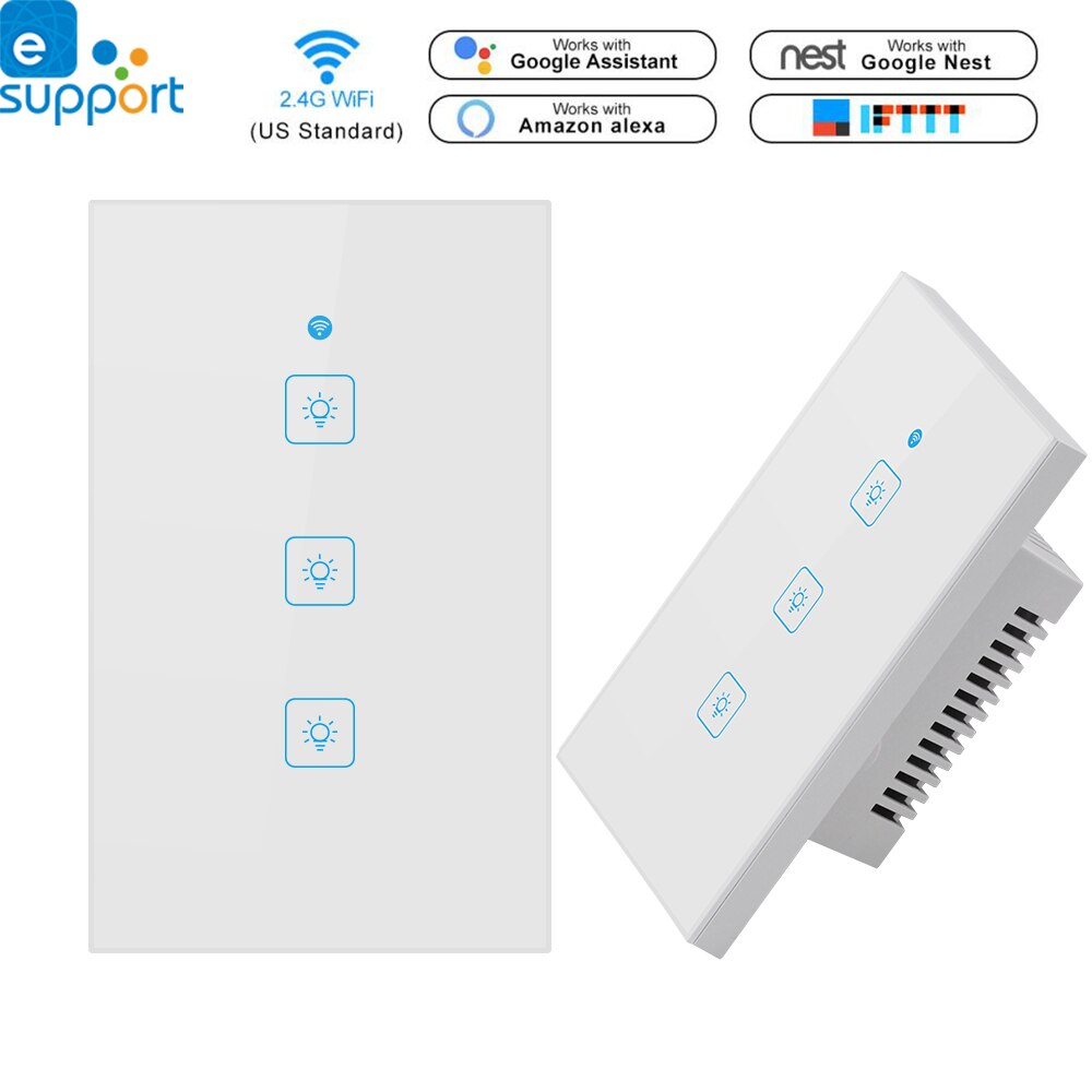 Timethinker Ewelink Smart Home Light Switch Panel Wall Interruptor US 1/2/3 Gang Wifi Light Switches Work with Alexa Google Home