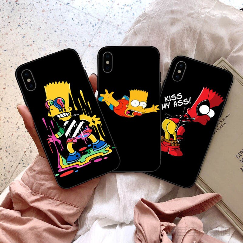 GYKZ Funny Homer J.Simpson Black Silicone Phone Case For iPhone 7 11 Pro XS MAX XR X 8 6 6s Plus 5 Cartoon Soft Matte Back Cover