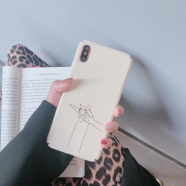Japan Simple funny white cat Graffiti cute anime Phone case For iPhone 7 8 6s Plus 11 Pro MAX case for iPhone cover X XS XR Case 3 Japan Simple funny white cat Graffiti cute anime Phone case For iPhone