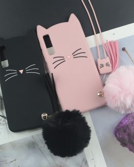 Cute 3D Cartoon Silicon Case for Samsung Galaxy A71 A51 A31 A50 A70 A30s A20 A10 A8 2018 Cases Beard Cat Lovely Ears Phone Cover
