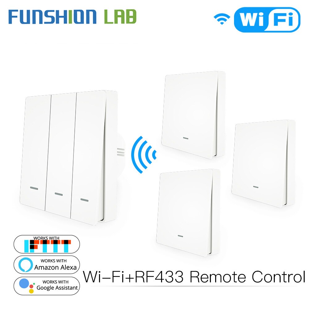 WiFi Smart Wall Light Switch RF433 Push Button Transmitter Kit Smart life Tuya Remote Control Works with Alexa Google Home