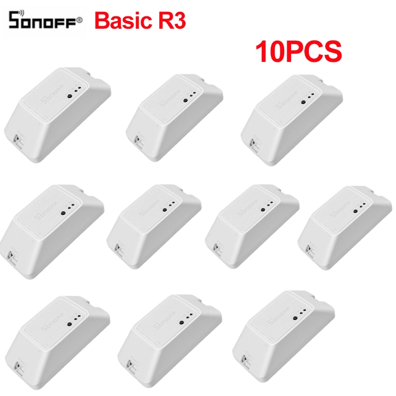 10PCS Sonoff Basic R3 DIY Smart Switch Wifi APP/LAN Remote Control Smart Home Light Timer Switches Works With Alexa Google Home