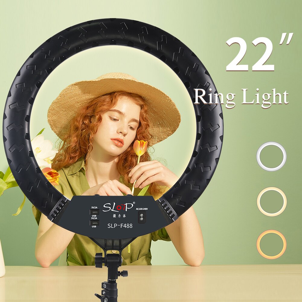 SLOTP 22 inch Ring Light Kit with 2M Tripod,tiktok 55 Dimmable Ring Light Selfie Photography Lighting (SLP-F488)