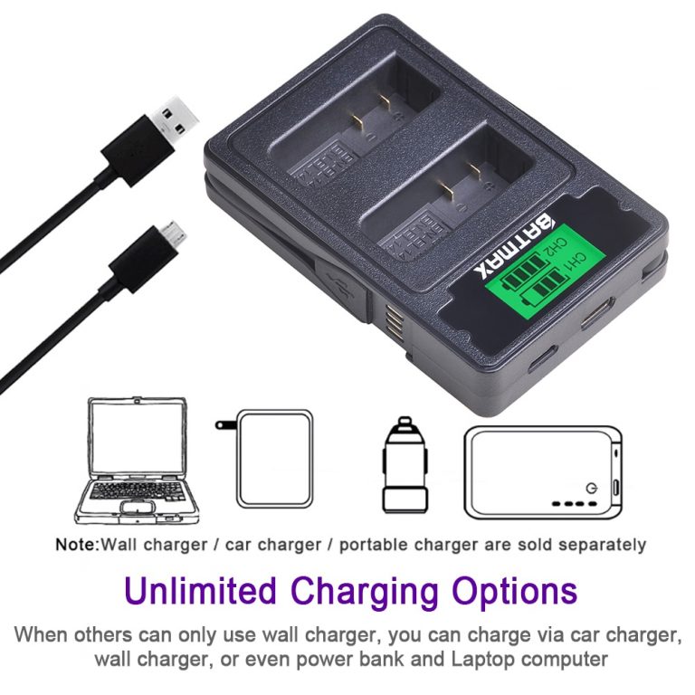 Battery+LCD Dual Charger with Type C Port for Nikon P7800