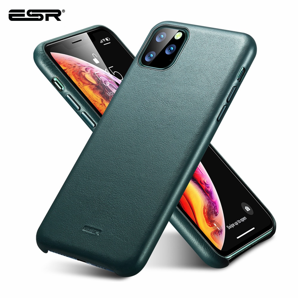 ESR Case for iPhone 11 Pro Max Leather Case Cover Brand Black Green Genuine Leather Protective Cover for iPhone 11 2019 11pro
