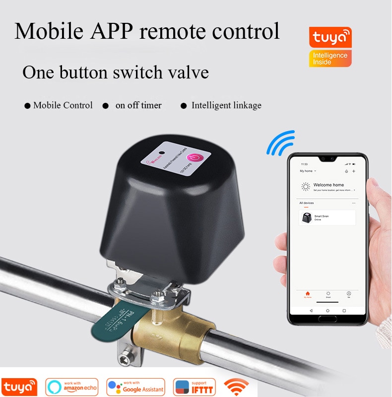 Tuya Smart Home Wireless Control Gas Water Valve Watering System WiFi Shutoff Controller Work with Alexa and Google Home ,IFTTT