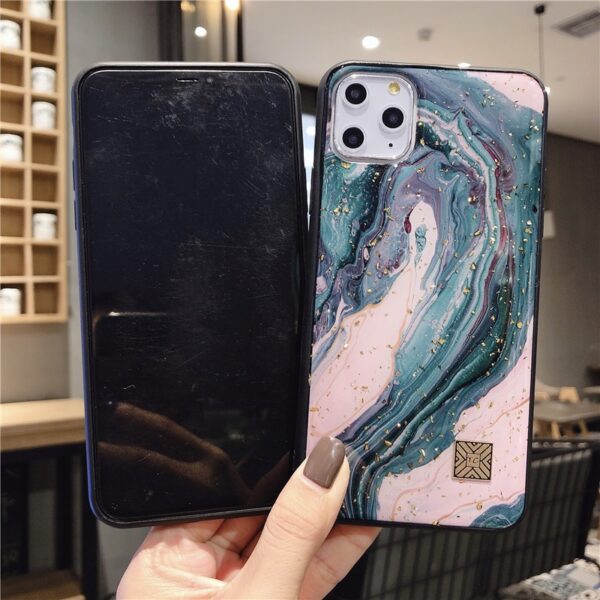 Luxury Glitter Gold Foil Marble Granite Stone Texture Phone Case For iPhone 11 Pro Xs Max X XR 6 6s 7 8 Plus Soft Back Cover 3 Luxury Glitter Gold Foil Marble Granite Stone Texture Phone Case For iPhone 11