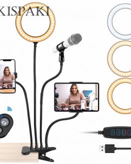 4 in 1 Multi-function Flexible Tiktok Live Video with 20cm LED Ring Flash Light Mounts Holder for Microphones Tripod 8inch Lamp