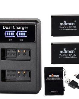 Mamen 1900MAh Rechargeable LP-E12 LPE12 LP E12 Digital Camera Battery + LCD USB Charger for Canon 100D Kiss X7 Rebel SL1 M10 M50