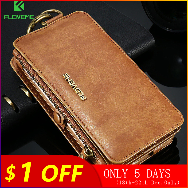 FLOVEME Luxury Retro Wallet Phone Case For iPhone 7 7 Plus XS MAX XR Leather Handbag Bag Cover for iPhone X 7 8 6s 5S Case shell