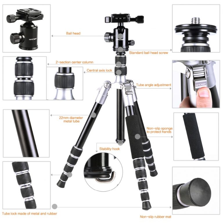 Lightweight Camera Tripod of Flexible Aluminum with 2-section