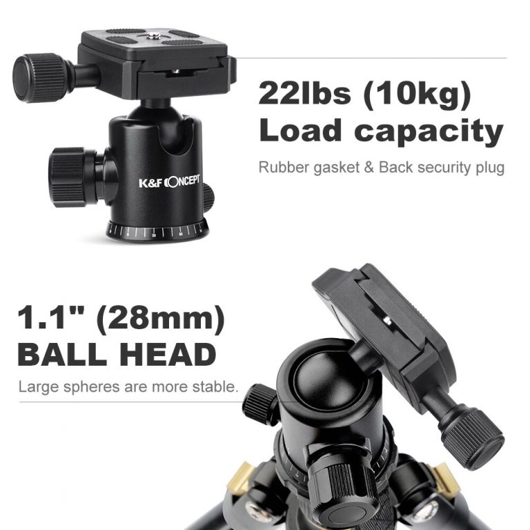K&F CONCEPT KF-TM2324 Professional Digital/Video Camera Tripod Portable 4-Sections Tripods With Ball Head+Bag For Canon Nikon 2 Photography with the Professional Digital/Video Camera Tripod - The Ultimate Travel Companion