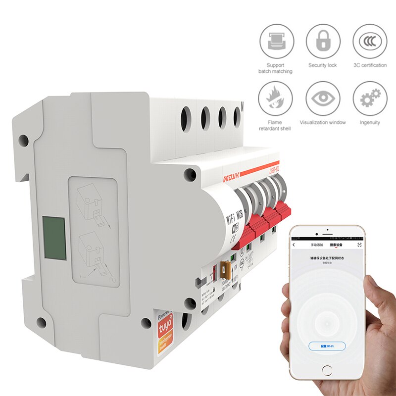 New 4P Circuit Breaker WIFI Switch Smart Life/tuya Control Overload Protection Smart Home Smarthome Work With Google Home Alexa
