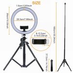 10" Selfie Ring Light with Remote Control 16-Color Camera Ring Light with Phone Holder and Tripod for Live Stream TikTok