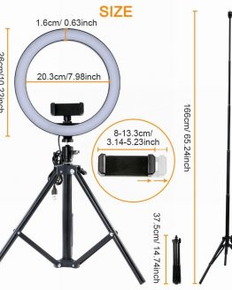 10" Selfie Ring Light with Remote Control 16-Color Camera Ring Light with Phone Holder and Tripod for Live Stream TikTok