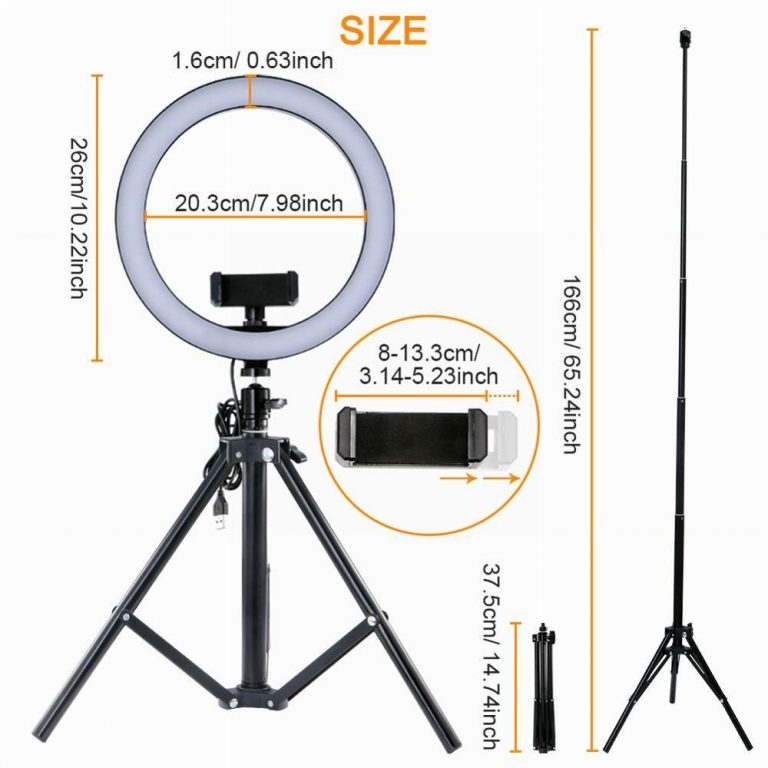 10" Selfie Ring Light with Remote Control 16-Color Camera Ring Light with Phone Holder and Tripod for Live Stream TikTok