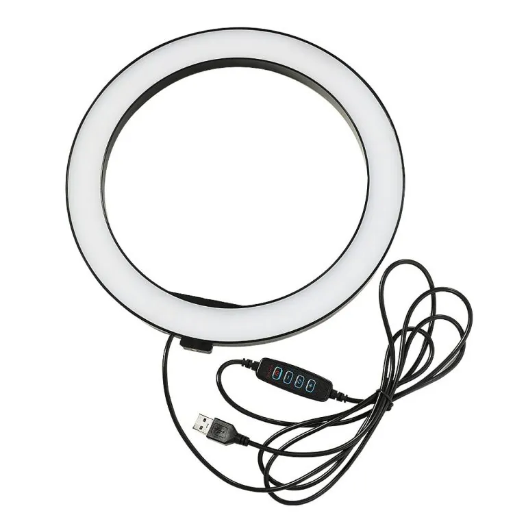 Dimmable LED Ring Light with Clip Selfie Stick and Tabletop Tripod