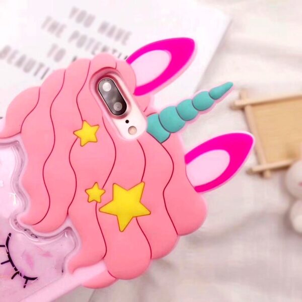 Pink Quicksand Unicorn Soft Silicone Liquid Stars Case for Iphone