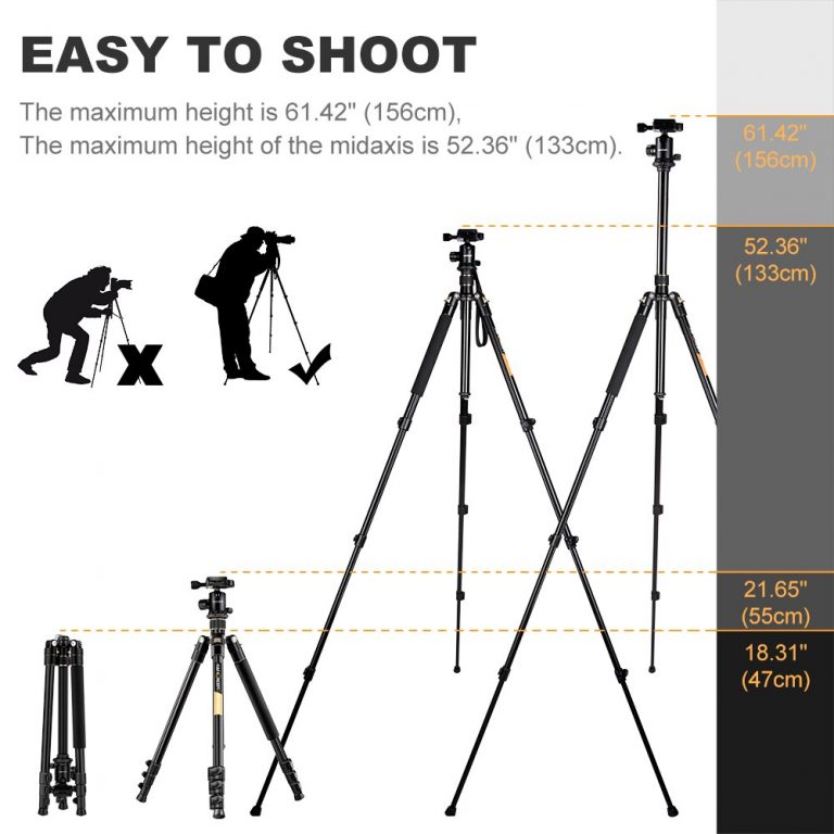 K&F CONCEPT KF-TM2324 Professional Digital/Video Camera Tripod Portable 4-Sections Tripods With Ball Head+Bag For Canon Nikon 4 Photography with the Professional Digital/Video Camera Tripod - The Ultimate Travel Companion