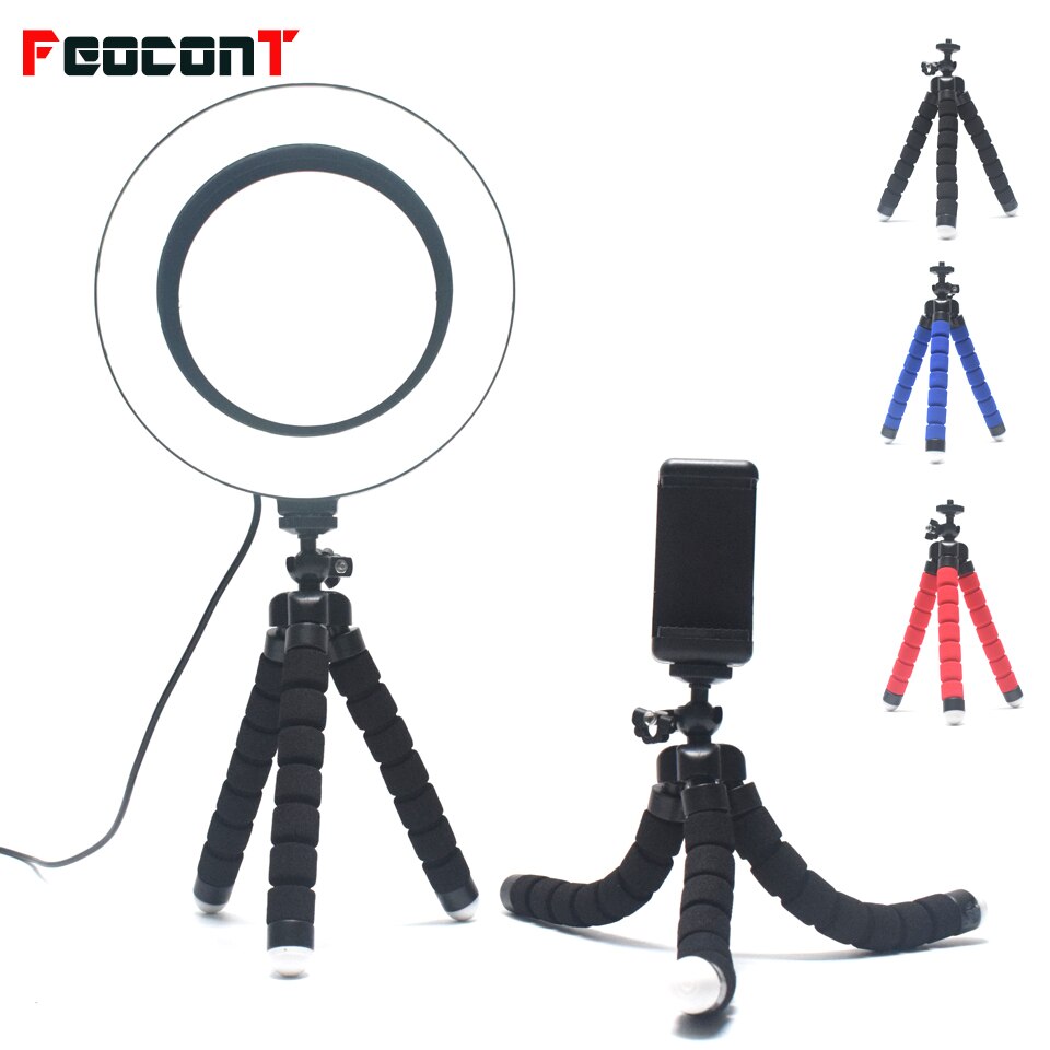 Ring Light 6.3in/16cm Ring Lamp with Octopus Tripod Phone Clip for Tiktok Youtube Live Stream/Makeup/Photography Studio Light