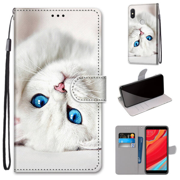 Xiaomi Redmi S2 Y2 3 S Flip Case Wallet Leather Cute Cat Flower