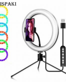10 inch 26cm RGB LED Selfie Ring Light Video Vlogging Tripod Stand Live Tiktok Broadcast Kits Phone Clamp Dimmable Makeup Lamp