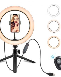 10 Inch LED Ring Light Tripod Stand Dimmable Desktop Selfie Light for Tiktok YouTube Video Living Stream Photography Accessories