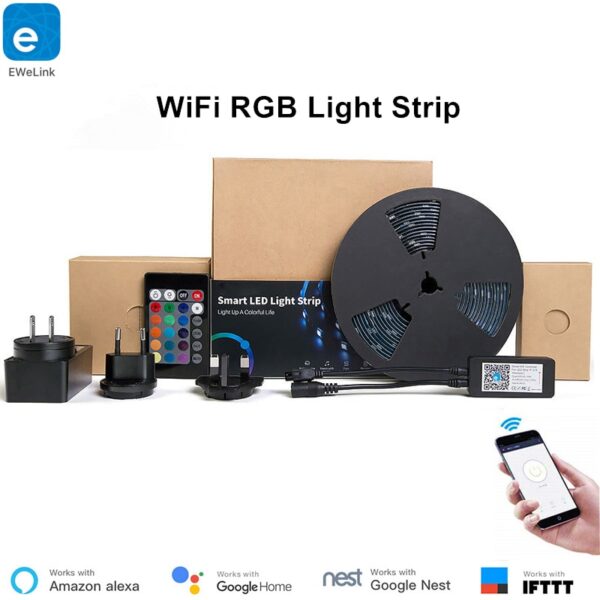eWeLink Home automation Smart Home LED Light Strip Dimmable Waterproof Flexible RGB Strip Lights Works with Alexa Google Home