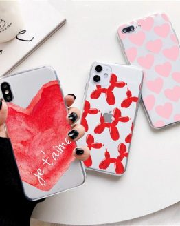Clear Cute Pink Love Live Girl Text Balloon Design Phone Case For iPhone 6s 7 8 Plus X XR xs 11 pro max Cover