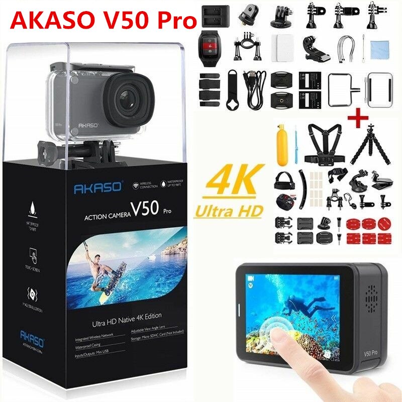 AKASO Action Camera V50 PRO 4K 30FPS Touch Screen WiFi Remote Control Sports Video Camcorder DVR DV go Waterproof pro Camera