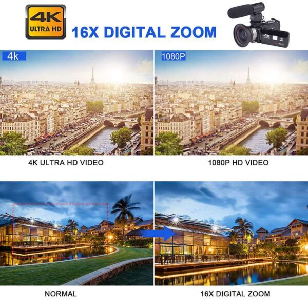 2.7K Camcorder Video Camera Wifi IR Night Vision 30MP