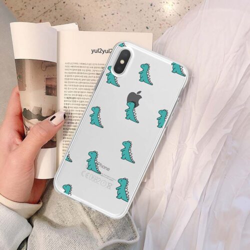 Cute Dinosaur Phone Case For iPhone xr 7 8 6 6S Plus X XS MAX 5 5S Cartoon Dinosaur Soft TPU Phone Cover For iPhone 8 7Plus 11