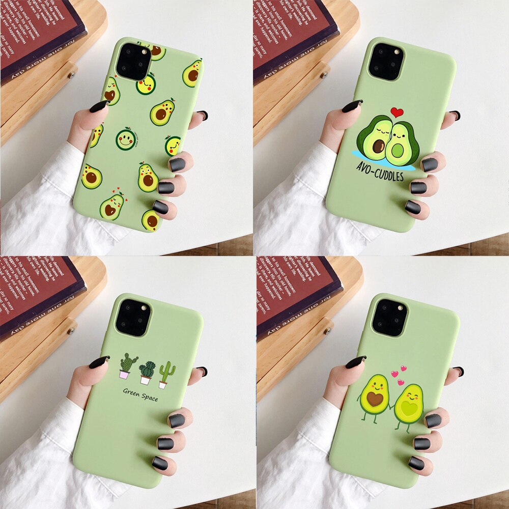 Cartoon Silicone Phone Case for iphone 11 Pro XS Max XR 6s 7 8 plus Soft TPU Funny Avocado watermelon Printed Cover Shell Coqua
