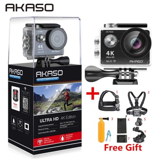 AKASO EK7000 / EK5000 4K WIFI Outdoor Action Camera Video Extreme Sports helm Ultra HD Diving Waterproof 12MP 170 Wide Angle