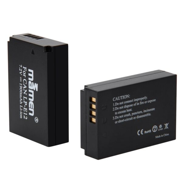 Mamen 1900MAh Rechargeable LP-E12 LPE12 LP E12 Digital Camera Battery + LCD USB Charger for Canon 100D Kiss X7 Rebel SL1 M10 M50 3 LP-E12 Rechargeable Camera Battery + LCD USB Charger - Power Your Canon Camera Anytime, Anywhere