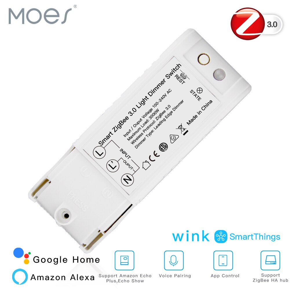Zigbee 3.0 DIY Smart Home Automation Dimmer Switch Remote Control Work with Echo Plus Alexa SmartThings Fit for Most Zigbee Hub