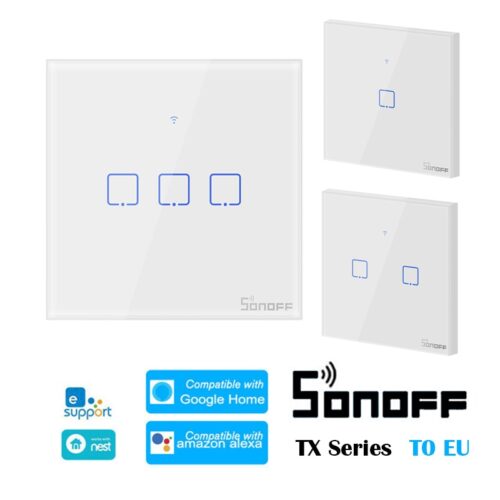 SONOFF T0 EU TX-Series 1/2/3 Gang WiFi Smart Switch WiFi Wall Smart Home Automation Switches Work with eWelink Google Home Alexa